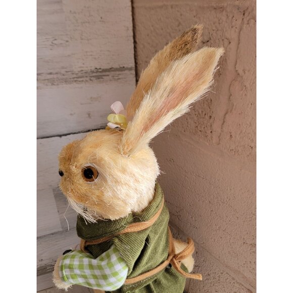 Pier 1 sisal Easter Bunny rabbit spring 21" spring bottle girl flower picking eg - Picture 7 of 11